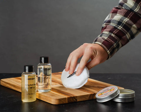 Must Have Cutting Board Care Kit With Wood Cutting Board Oil Soap Wax Buffing Pad And Food Grade Mineral Oil Gift Set