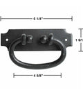 Wrought Iron Cabinet Ring Pull Set Black Antique Colonial Hepplewhite Style 5-1/4 In Backplate, 1.6 In Wide, Ring 4.1 In, Rust-Resistant