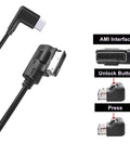 AMI Music Interface Type C Adapter Aux Cable showing connector details and unlock button