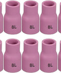 Long Size TIG Gas Lens Alumina Nozzle Ceramic Cup Set For PTA DB SR WP Welding Torches 53N61SL Eight L Pack of Ten