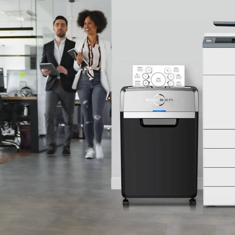 Heavy Duty Office Shredder 24 Sheet Cross Cut P4 High Security 40 Min Continuous Run Time 9 Gallon Bin Ultra Quiet 55dB Commercial Grade for Busy Offices