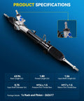 Drop In Rack And Pinion Steering Assembly Replacement Direct Fit For 2004 2007 Toyota Highlander Base Limited Sport 2007 2009 Lexus RX350 And 2004 2006 RX330 With Hydraulic Power OE 262617, showing product specifications and close-up details.