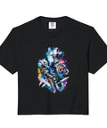 Heavyweight Comfort Colors Crop Top For Machinists With Vintage Vise Gauge Square Design Boxy Fit Soft Washed Beige Tee Gift For Men, black fabric with colorful machinery graphic.
