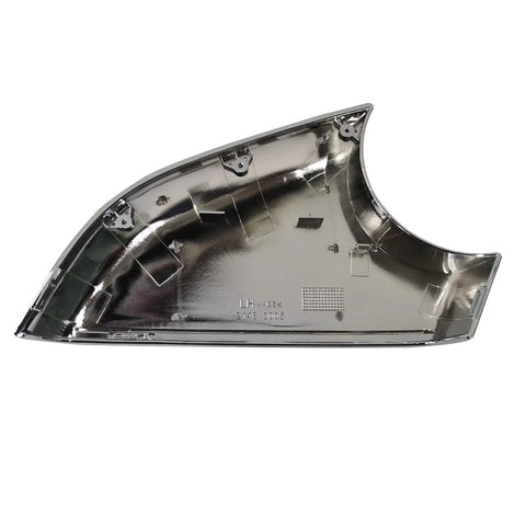 Slick Chrome Side Mirror Lower Cover For Tesla Model S 2014 Through 2021 Driver Side Rearview Mirror base trim angle view.