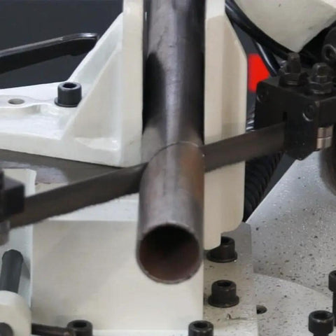 Heavy Duty Metal Band Saw For Pros With 7 By 12 Inch Capacity, 1.5HP Dual Voltage 115V 230V in use cutting steel pipe