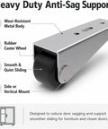 Tough As Nails Vertical Track Roller With Durable Rubber Caster For Super Smooth Sliding Door Operations Anti Sag Support System Side Or Vertical Mount Replacement Hardware Kit Closets close-up view showing rubber caster wheel and metal body.