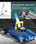 Image of 16mm Universal Joint Drop Shaft With Oil Seal and Steel Ball for Horizontal Floor Jacks next to two metal pipes and jack