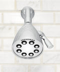 Signature Icon Anystream High Pressure Shower Head With 360 Degree Adjustable Spray Solid Brass 2.5 GPM Polished Chrome viewed head-on