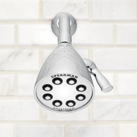Signature Icon Anystream High Pressure Shower Head With 360 Degree Adjustable Spray Solid Brass 2.5 GPM Polished Chrome viewed head-on