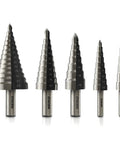 Titanium Coated Step Drill Bit Set 5 Piece 4mm To 35mm HSS Unibit With 135 Degree Split Point For Self Centering, Fast Cutting