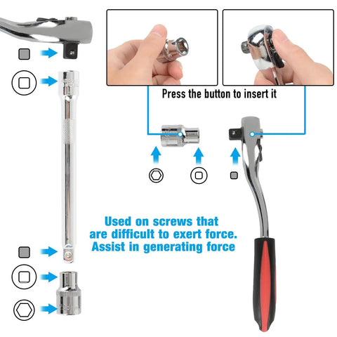 Door Removal Tool Kit For Jeep Wrangler And Gladiator Three Eighths Inch Ratchet Set With Universal Joint Ten Thirteen Nineteen Millimeter Sockets Torx Bits T25 T40 T45 T50 M4 M5 Bits And Plastic Pry Tool For Door Roof Spare Tire And Other Hardware, chrome ratchet handle and sockets