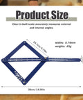 Dead On Corner Angle Finder Tool, Miter Saw Protractor With Bold Dual Scale Readouts, Digital Angle Gauge shown with product size and scale.