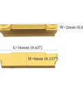 10-Piece Pro Grade MGMN200-G Carbide Inserts For Internal Turning, shown dimensions 16mm L, 4mm H, 2mm W, fits MGEHR MGIVR holders.