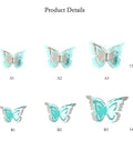 Silver Blue Teal Butterfly Wall Decals Set 27 Pieces 3D Glitter Butterflies Wall Art For Living Room Nursery Baby Room Bedroom Wedding Decor Removable Murals Home Decor image of butterfly sizes and patterns.