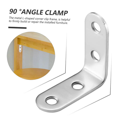 Stainless Steel L Brackets With Screws Set For Raised Garden Beds And Furniture Frames, Heavy Duty Corner Brackets for 90° angle clamp view