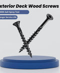 Heavy Duty Exterior Deck Screws For Timber And Fencing 1 Inch Size 8 Wood Screws With Black Epoxy Coating Rust Resistant And Salt Spray Tested Torx T25 Drive 199 Pieces In A 1 Pound Box By BNUOK displayed on a pedestal