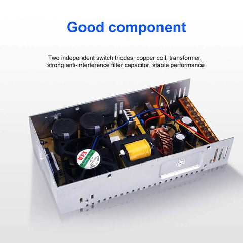 AC To DC Converter Power Supply 110 to 220V To 0 to 48V Adjustable DC Output Beefy 480W with internal components exposed