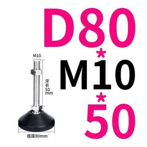 Premium Heavy Duty Adjustable Furniture Levelers With Swivel Base And Threaded Glide Pads To Kick Wobble On Sloped Floors Built Tough As Nails Four Pack D80M10X50, showing stem measurements.