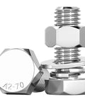 Built Different 50 Piece Set Of 304 Stainless Steel Hex Bolts And Nuts M14 Diameter 160 To 200Mm Long showing hex nut and bolt.