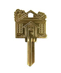 Brass House Key With ADA Friendly Large Head For Easy Grip, Engraved Home Design, Germ Resistant Brass, Durable Build To Slow Germ Spread