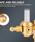Close-up of Argon And CO2 Gas Regulator With CGA 580 Inlet for TIG and MIG Welding, showing all-copper filter for impurity filtration.
