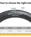 Heavy Duty 16 Inch Bike Inner Tubes 16x1.75 16x1.90 16x2.10 16x2.125 AV Schrader Valve 45/57-305 size guide chart