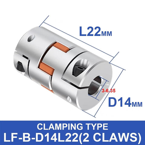 Premium Aluminum Shaft Coupler With Jaw Plum Spider Design For Motors And Encoders Clamping Type, 22mm Length, 14mm Diameter.