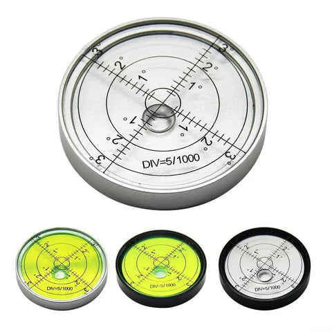 Round Bubble for spirit Level 60x10mm Metal Horizontal High Round in silver with measurement markings.
