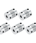 Beefy Five Pack 6.35mm To 6mm Aluminum Shaft Couplings Flexible 25mm L25xD19 Beams For Stepper Motors, 3D Printers, CNC Machines