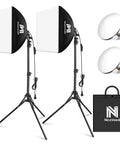 Two Pack Softbox Lighting Kit with 16x16 Panels, 63 Inch Tripod Stand, 5400K Daylight LED Bulbs, Continuous Lighting for Photography