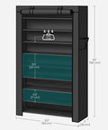 No Fuss Ten Tier Shoe Rack With Sturdy Cover Holds Forty To Fifty Pairs Of Sneakers And Casual Kicks 63in tall with flexible shelves and side pockets.