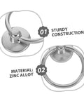 Close-up of Ten Pack Silver Metal Ring Drawer Pulls With Single Hole Vintage Style Drop Ring Knobs showing sturdy zinc alloy construction.