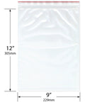 Red Line 9x12 Inch Zipper Reclosable Bags, 4 Mil Clear Poly Bags Food Safe, Easy Seal, Transparent Storage Bags Pack of 200 for Organization and Kitchen Use, 12 x 9 in