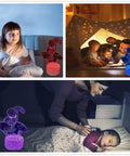 3D Illusion LED Night Light For Kids With 16 Color Changing Modes, Touch And Remote Control, superhero themed bedroom lamp shown with children
