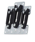 Two Piece Furniture Hinges And Sofa Connector Buckles Set For Modular Sectional Sofas Clip Joint Fasteners shown in metal and black