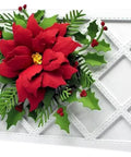 3D Floral Background Frame Cutting Dies Set For Scrapbooking And Card Making, showcasing red flower embellishment with green leaves on white background