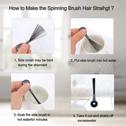 Instructions to straighten side brush included in Robot Vacuum Cleaner Maintenance Kit For IQ RV1001AE AV911S EZ RV1000 RV1001.