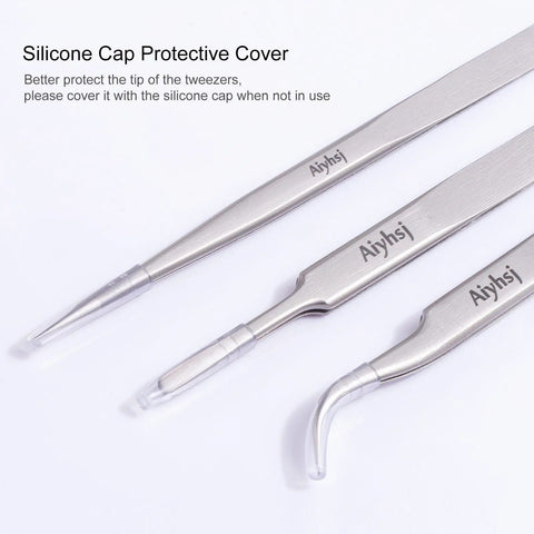 Upgraded Professional Pointed Precision Tweezers In High End Stainless Steel With Hand Polished Tips Rust Proof And Waterproof Sandblasted Finish For Ultra Accurate Grabs In Beauty Electronics Crafts And Hobby Projects, with silicone cap