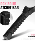Close-up of a black rock solid ratchet bar for 10-level adjustment, part of Pair Of 3 Ton Jack Stands For Cars And SUVs display.
