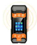 Dead On 4 In 1 Stud Finder Wall Scanner With Laser Range Finder showing digital display and buttons, for accurate measurements.