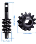 Hardened Steel Helical Axle Gear Set 12T For 1/30 RC Crawler With CNC Machined Worm And Spur Gears measurements shown