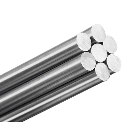 Stainless Steel Round Rods 500mm Long 5mm Diameter Pack of 5 for DIY Fabrication, showing smooth metal shafts from side view.