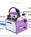 Purple Pro Grade Stone Grinding And Polishing Machine For Jewelry Making Beads Crafting with labeled components.