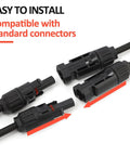 10 Ft 10 AWG Solar Extension Cable with Female and Male Connectors Plus Free Solar Y Adapter Kit showing connection detail