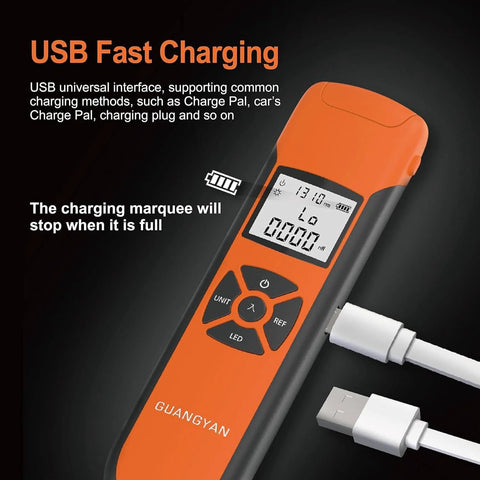 Fiber Optic Power Meter For Testing With Seven Wavelengths Minus 70 To Plus 10 dBm Range Rechargeable Battery USB Charging