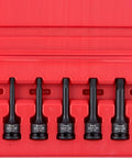 Three Eighths Inch Drive Allen Socket Set, 7 Piece, 3 Inch Length, Impact Hex Bit Sockets, Metric Hex Driver 4 Mm To 12 Mm, Chrome Moly Cr-Mo