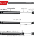 Diagram showing 10 Inch Gas Strut Lift Support 45 Lb Each, 2 Pack for measurements and finish details