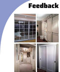Double Track Bypass Barn Door Hardware Kit Soft Closing Mini Sliding Pocket Doors Rails Aluminum Inner Push Cabinet Closet Panel System Silver 9.1 Feet 277 Centimeters installed in various room settings