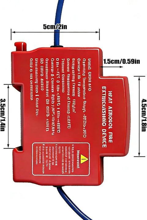 5 Pack Automatic Fire Extinguisher Guide Rail Mount Thermal Sensor Heat Activated Aerosol Suppression System 20g device dimensions shown
