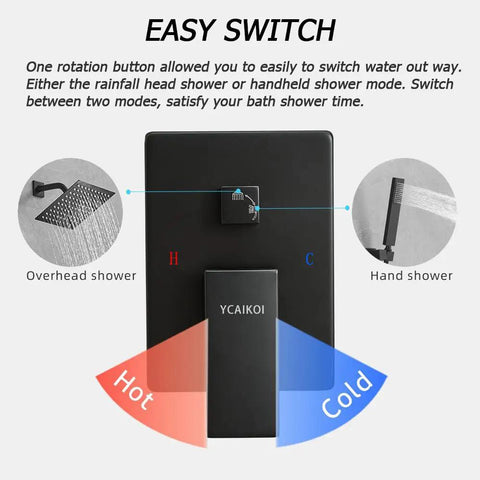 Level Up Your Daily Wash With This Matte Black Shower System Featuring An 8 Inch High Pressure Rain Head And Handheld Wall Mount Faucet Set With Rough In Valve Trim For A Smooth Install That Hits Different